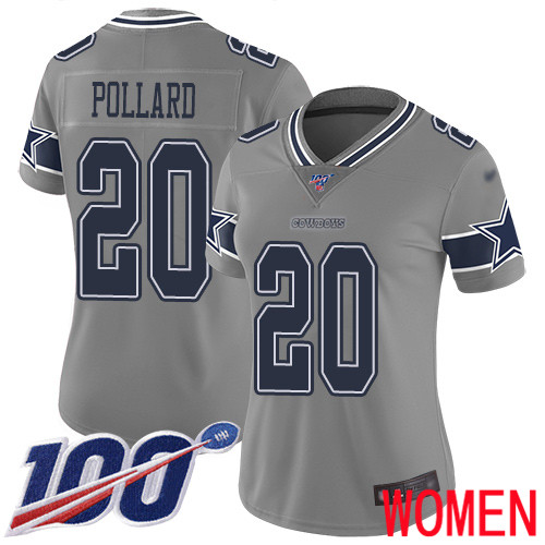 Women Dallas Cowboys Limited Gray Tony Pollard #20 100th Season Inverted Legend NFL Jersey->nfl t-shirts->Sports Accessory